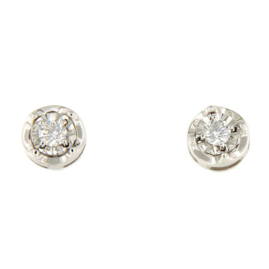 YORK stud earrings with diamond studs in 18-karat white gold