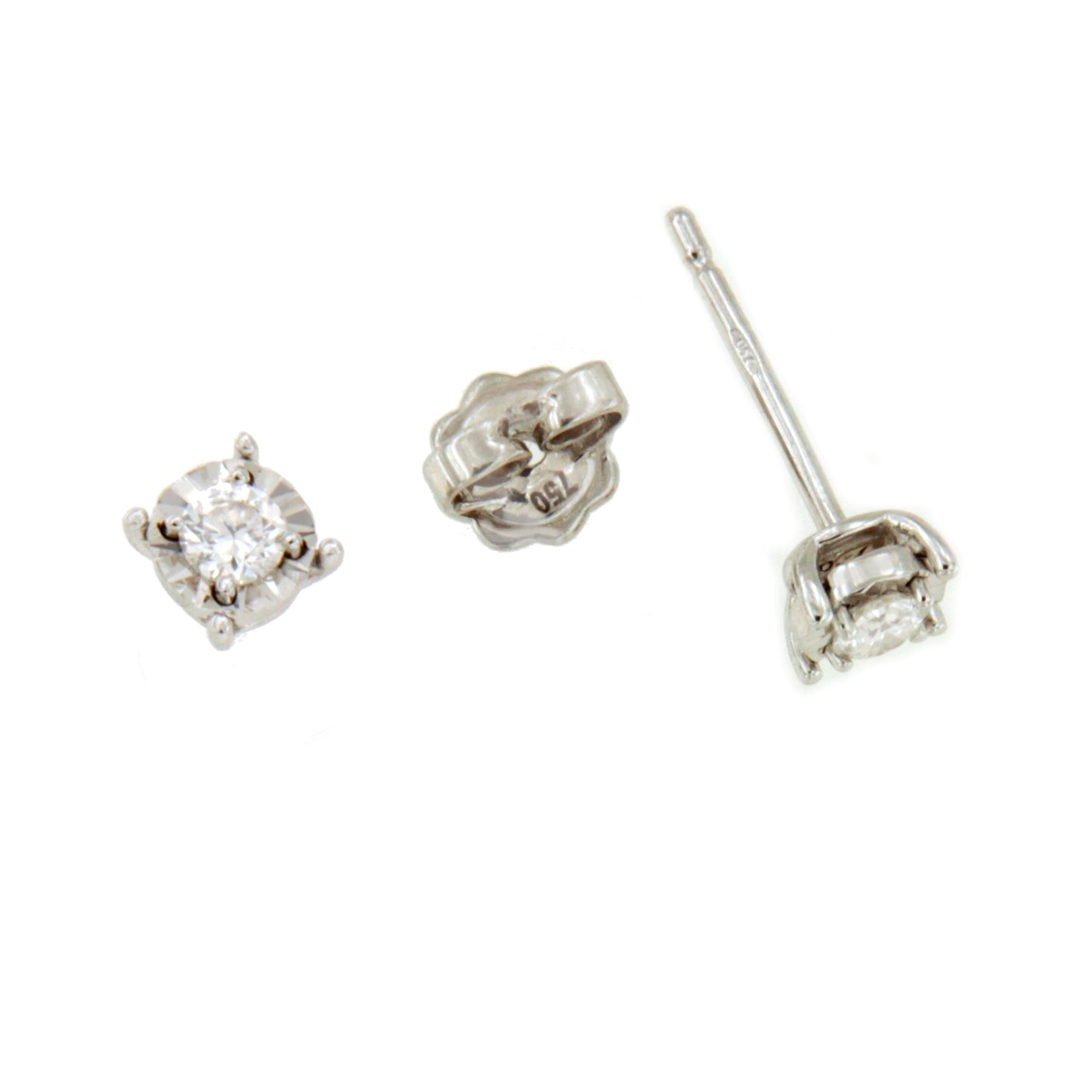 GUANA stud earrings with diamond studs and claw setting in 18k white gold.