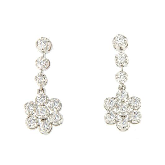 COLONIA long earrings in 18-karat white gold with diamonds