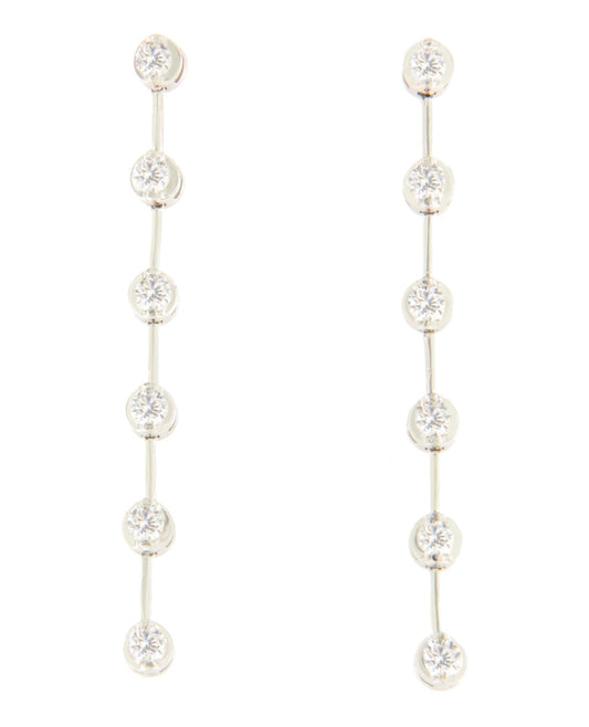 KEI long earrings in 18-karat white gold with diamonds