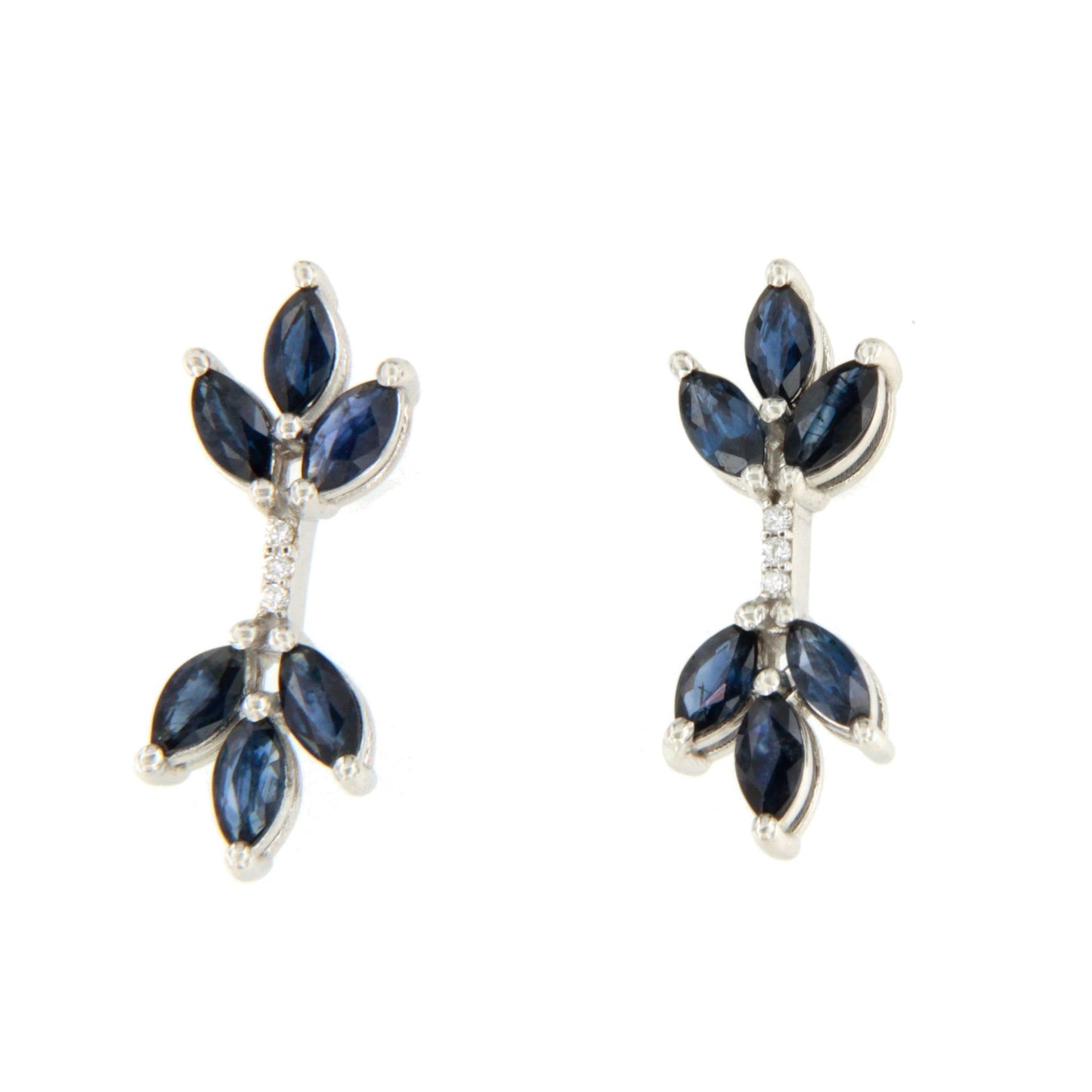 INARI marquise sapphires and diamonds earrings in 18k white gold