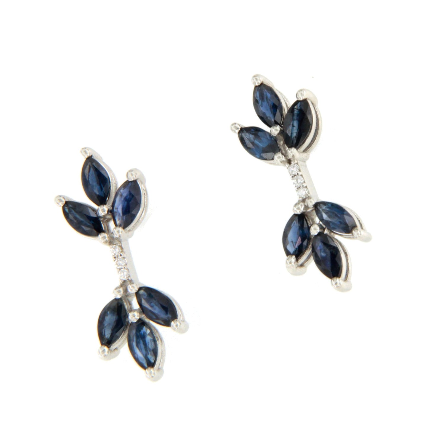 INARI marquise sapphires and diamonds earrings in 18k white gold