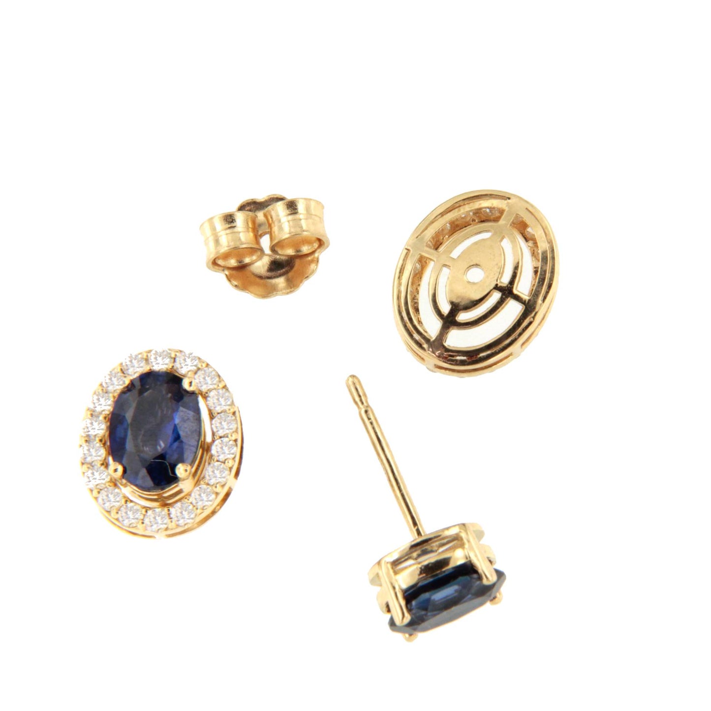 Pendiente NOURO desmontables oro amarillo 18 ktes zafiros o esmeraldas y brillantes.