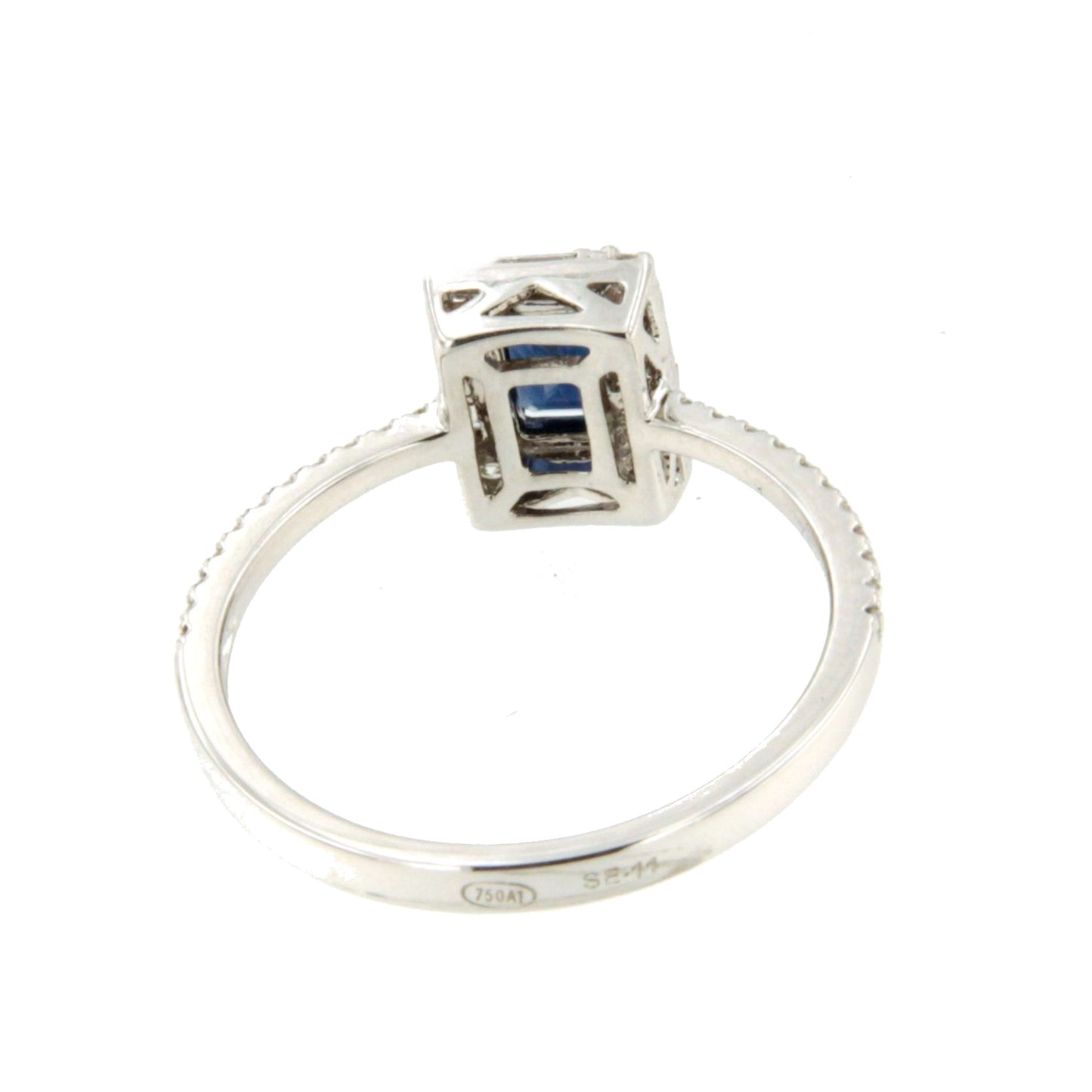 Anillo TAMARINDO roseta esmeralda, rubi o zafiro y brillantes oro blanco 18 ktes