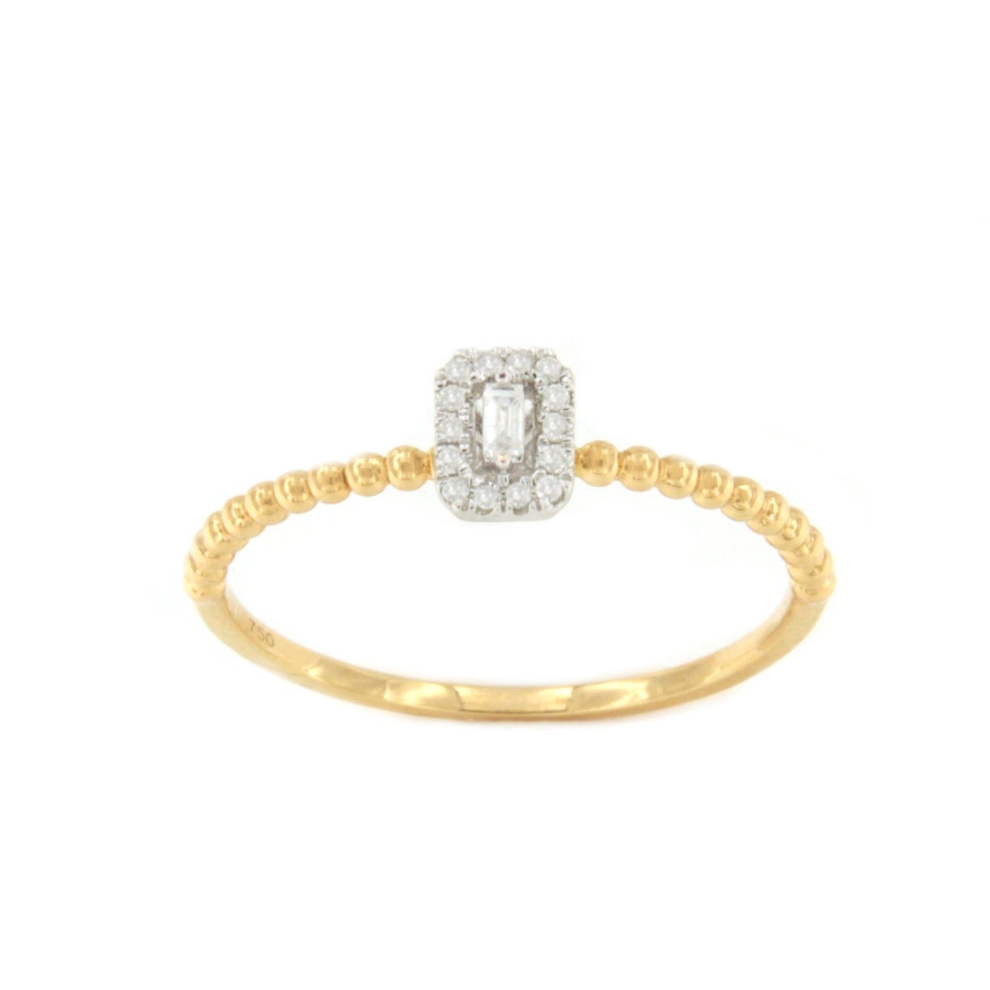 Anillo JAMBOLAN fino centro con diamantes en oro amarillo de 18 ktes