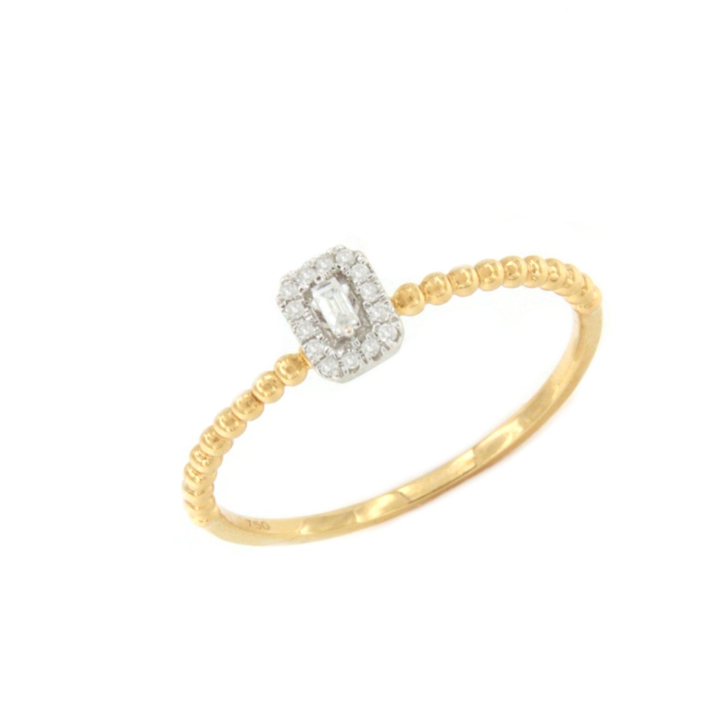 Anillo JAMBOLAN fino centro con diamantes en oro amarillo de 18 ktes