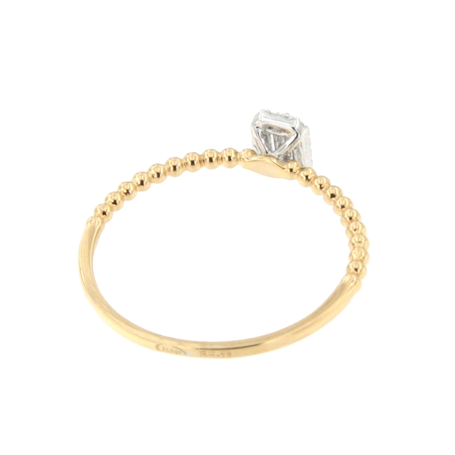 Anillo JAMBOLAN fino centro con diamantes en oro amarillo de 18 ktes