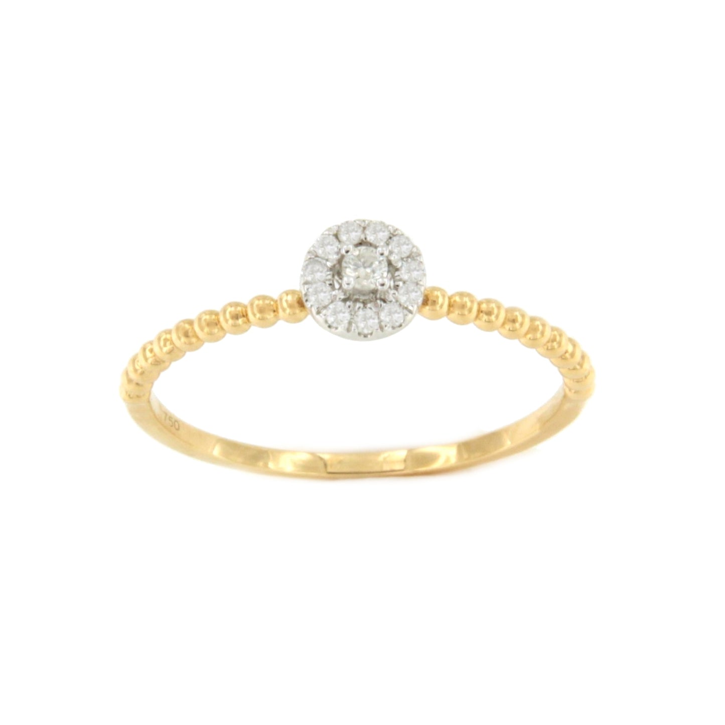 Anillo JAMBOLAN fino centro con diamantes en oro amarillo de 18 ktes