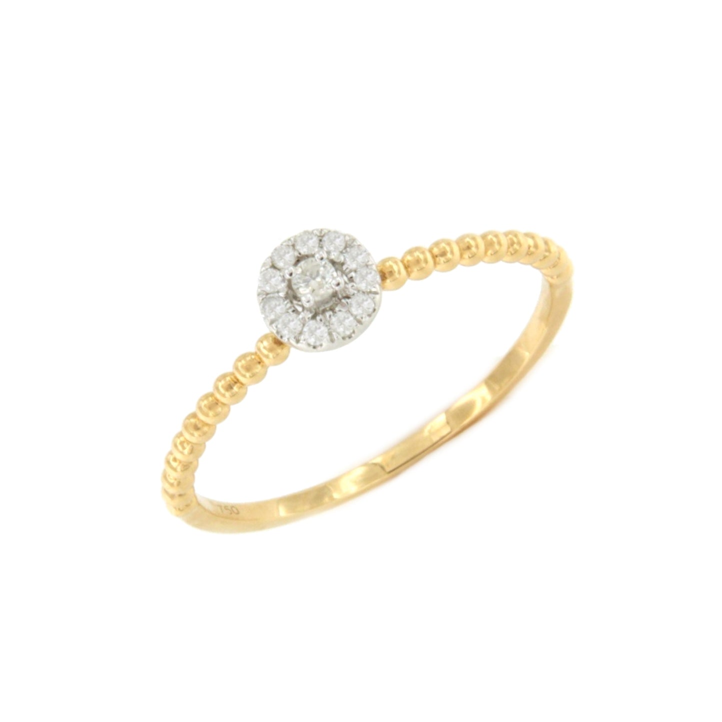Anillo JAMBOLAN fino centro con diamantes en oro amarillo de 18 ktes
