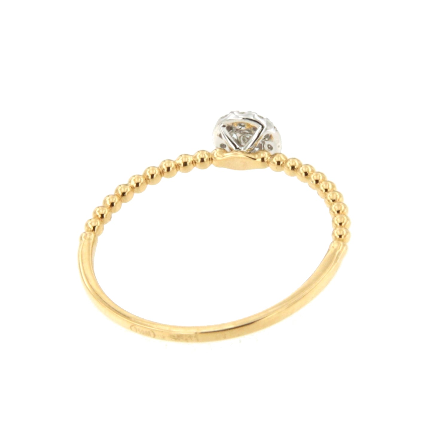 Anillo JAMBOLAN fino centro con diamantes en oro amarillo de 18 ktes