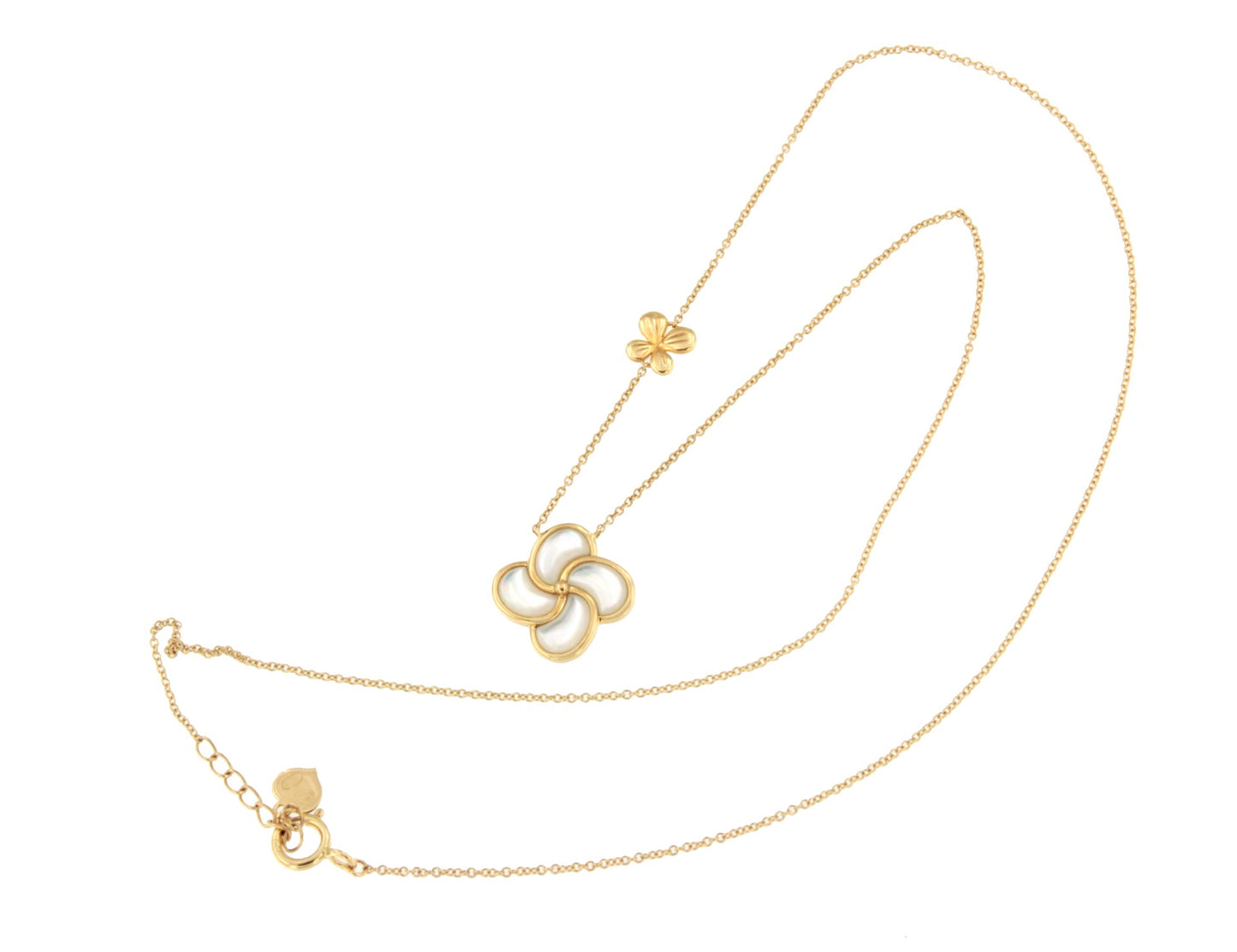 LUCERNA choker, flower pendant with mother-of-pearl in 18k yellow gold