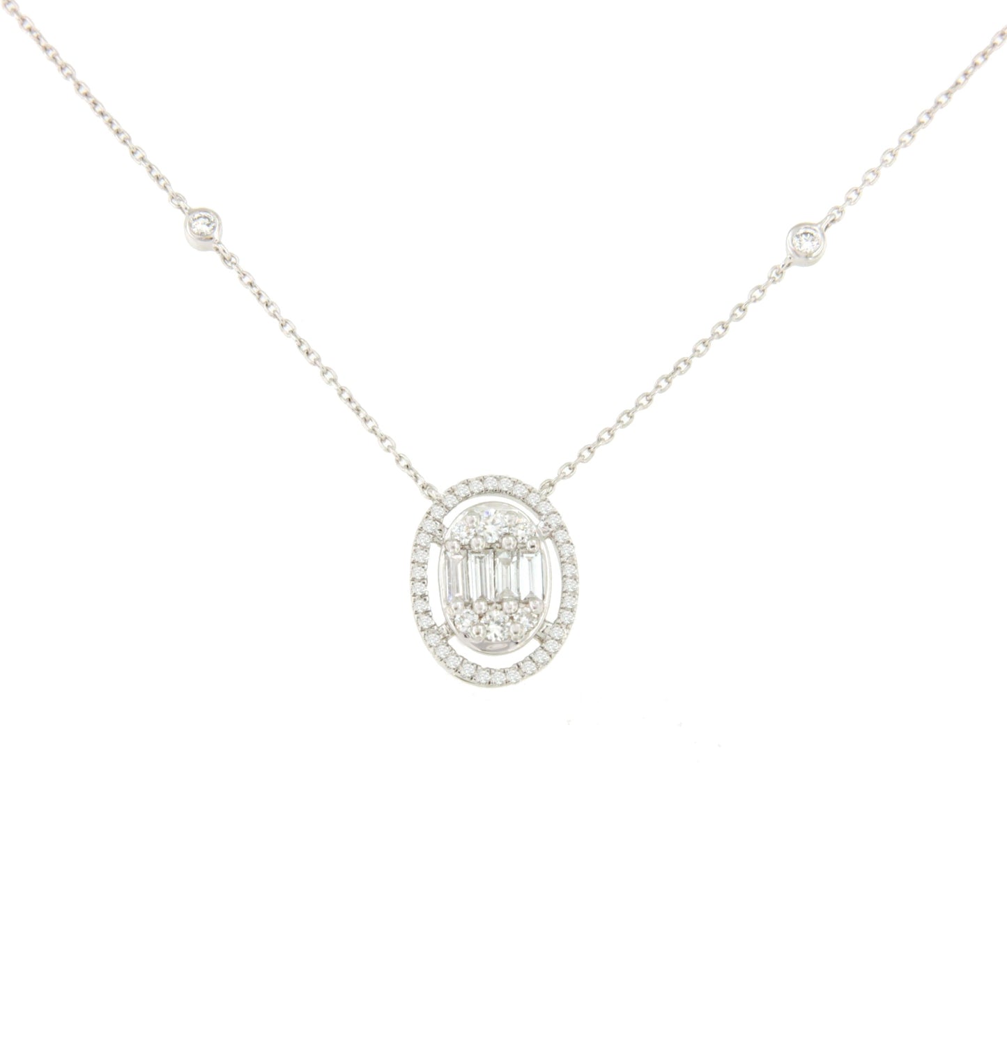 BONO choker pendant oval shape 18k white gold and diamonds