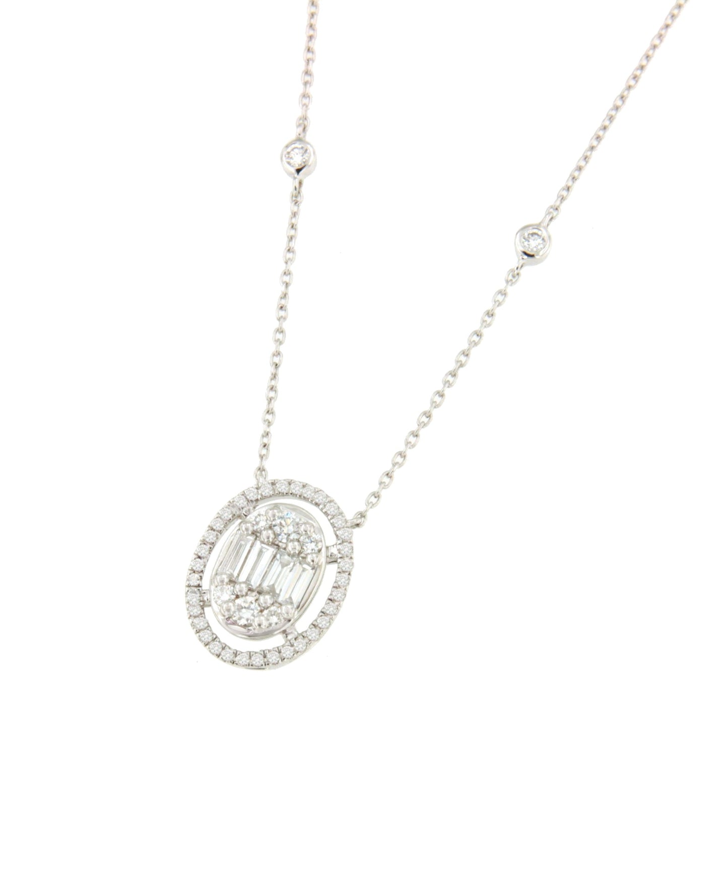 BONO choker pendant oval shape 18k white gold and diamonds
