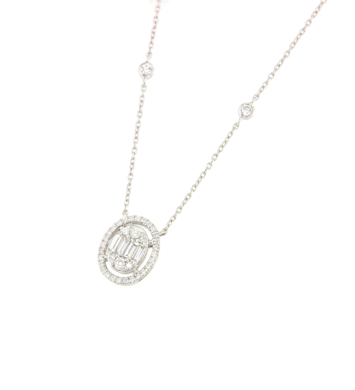 BONO choker pendant oval shape 18k white gold and diamonds