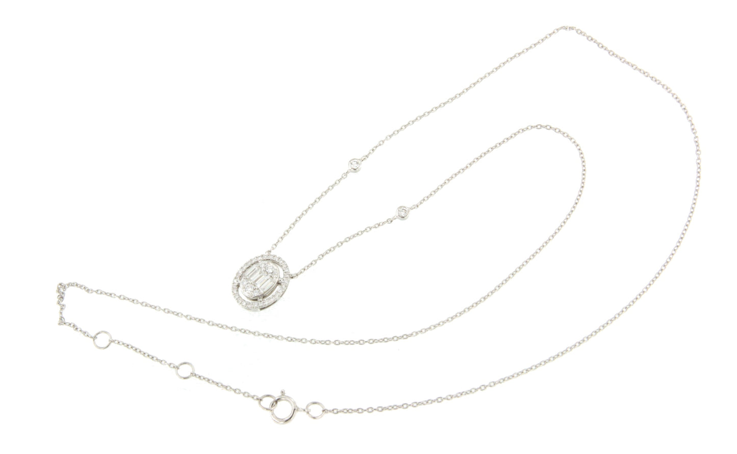 BONO choker pendant oval shape 18k white gold and diamonds