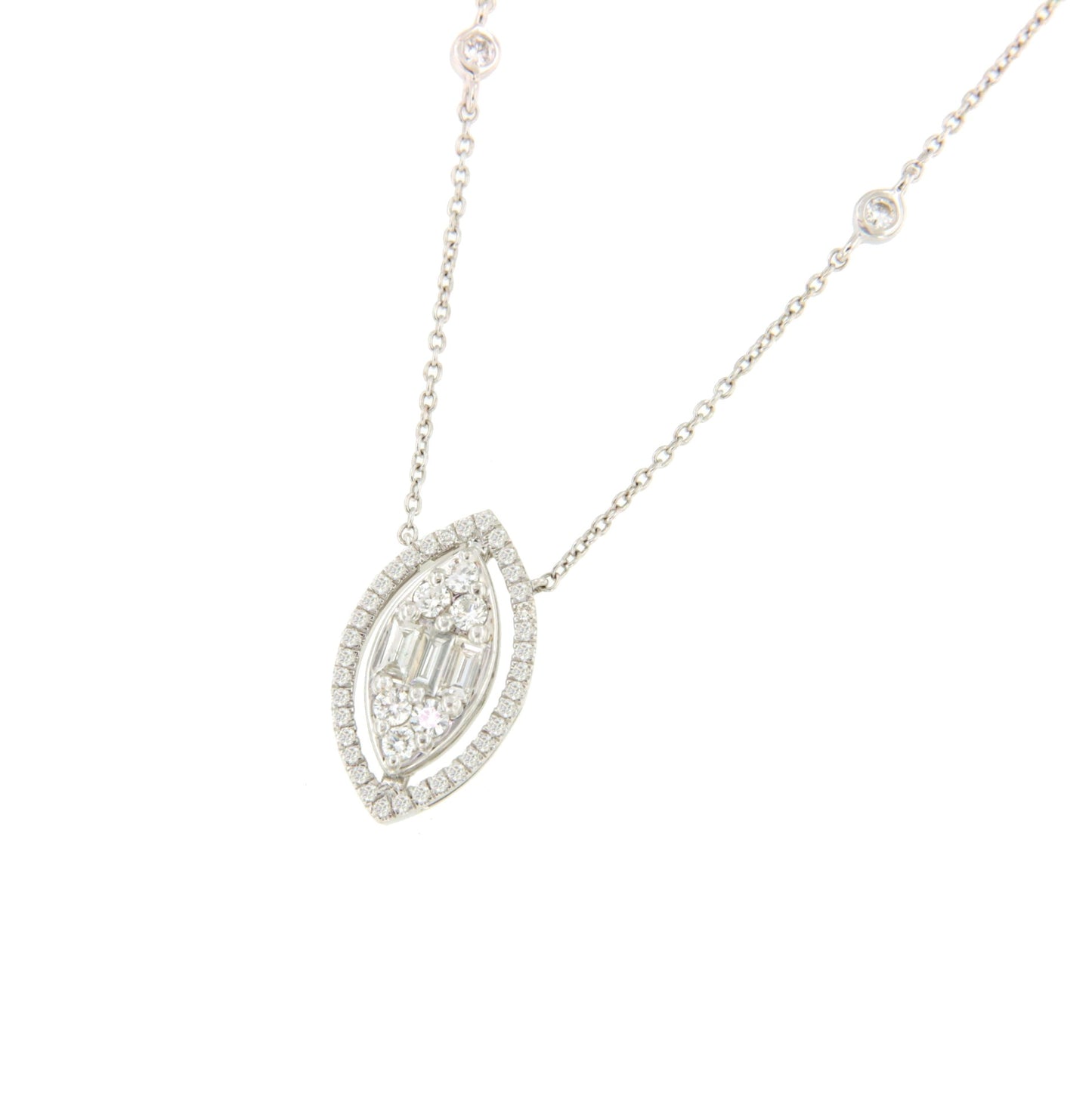 Gargantilla PAARL colgante forma marquis oro blanco 18 ktes y brillantes