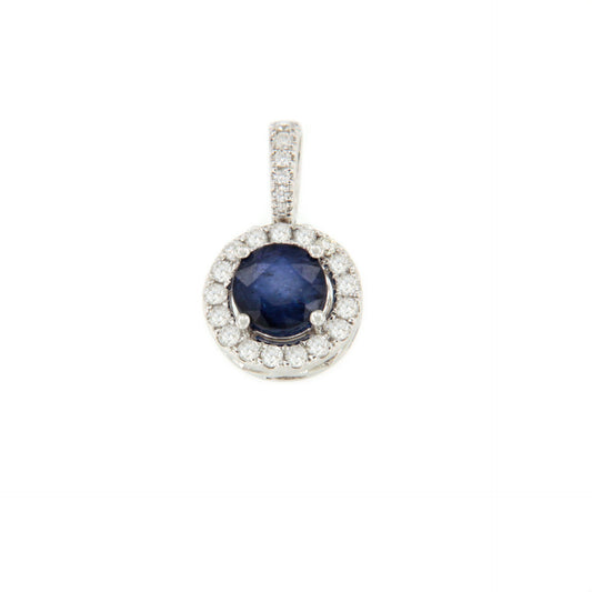 GAMBOA pendant, 18k white gold charm with diamonds and sapphire.