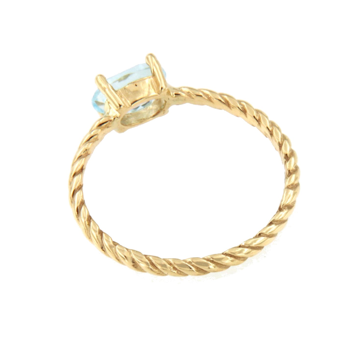 SHAM ring in 18-karat yellow gold with cubic zirconia and aquamarine