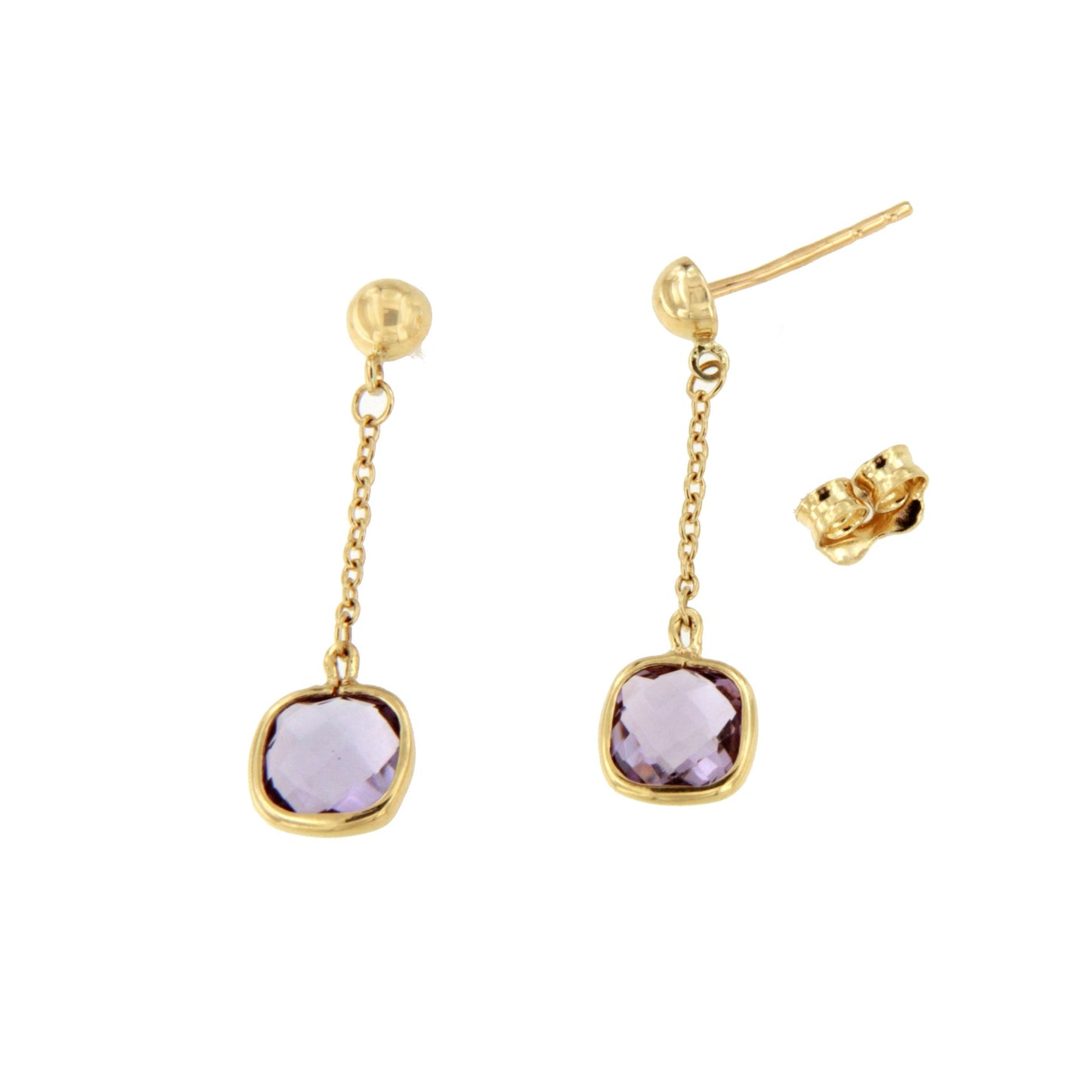 Pendiente MONTANA cadenita en oro amarillo de 18 ktes con amatista.