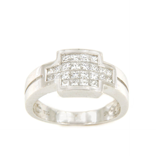 TOMARES ring in 18k white gold with princess diamonds