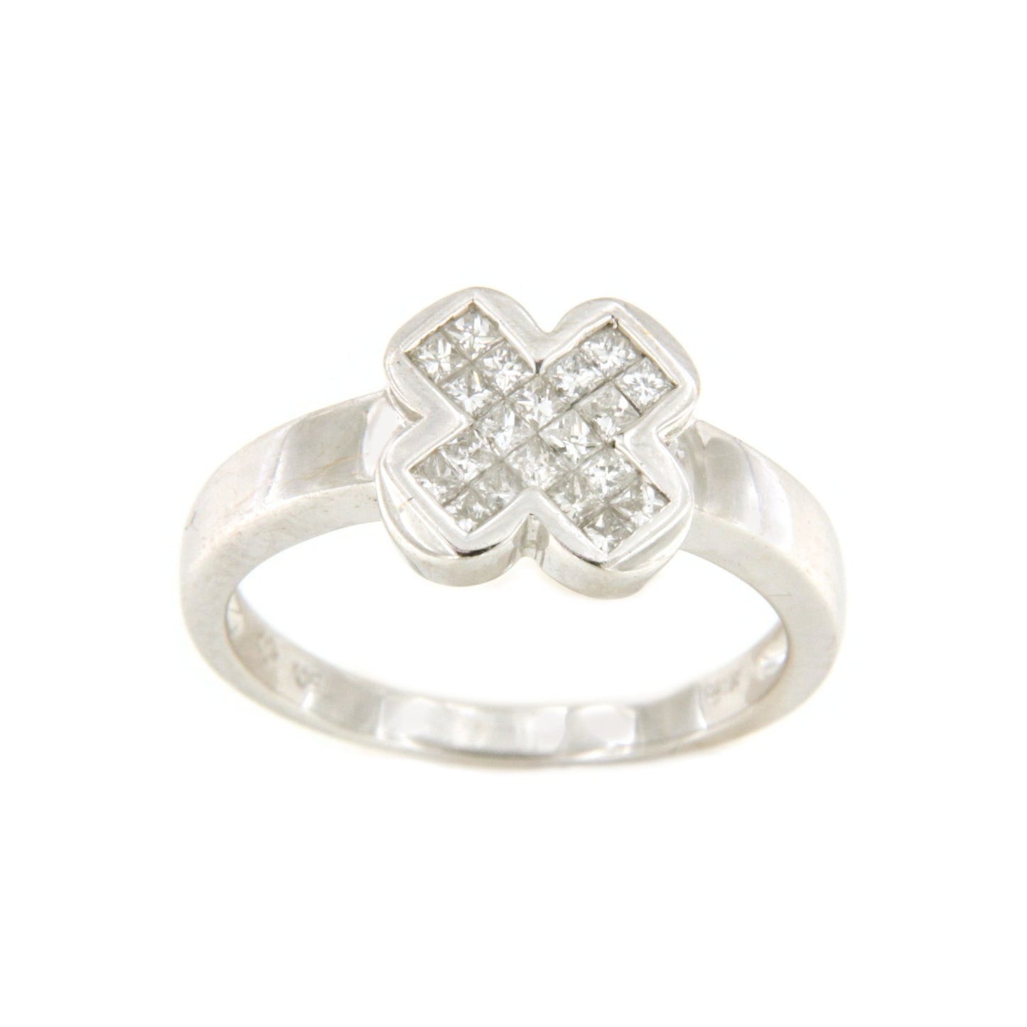 Anillo ESPARTINAS en oro blanco de 18 ktes con diamantes princesas.