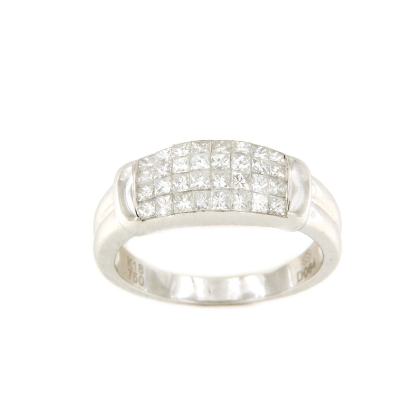 Anillo ALMONTE con diamantes princesas en oro blanco de 18 ktes