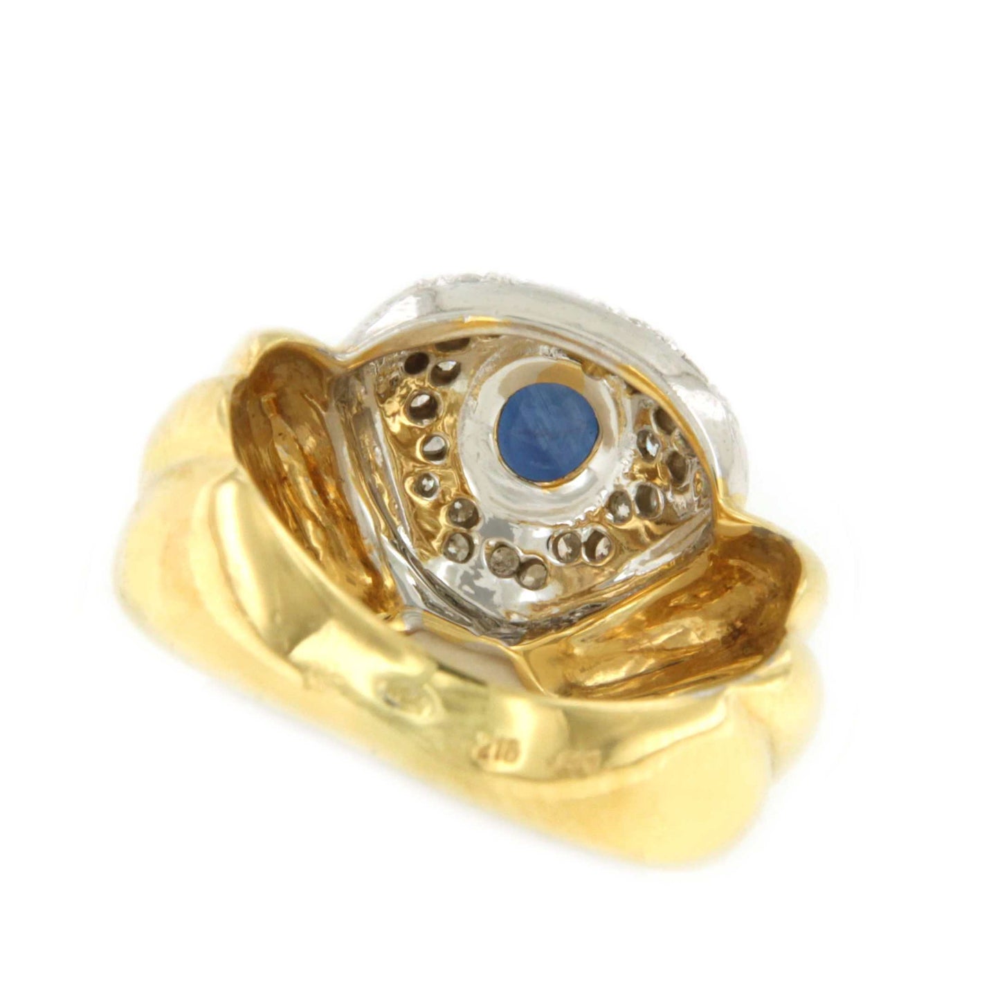 TWILIGHT ring in white and yellow gold with a central sapphire