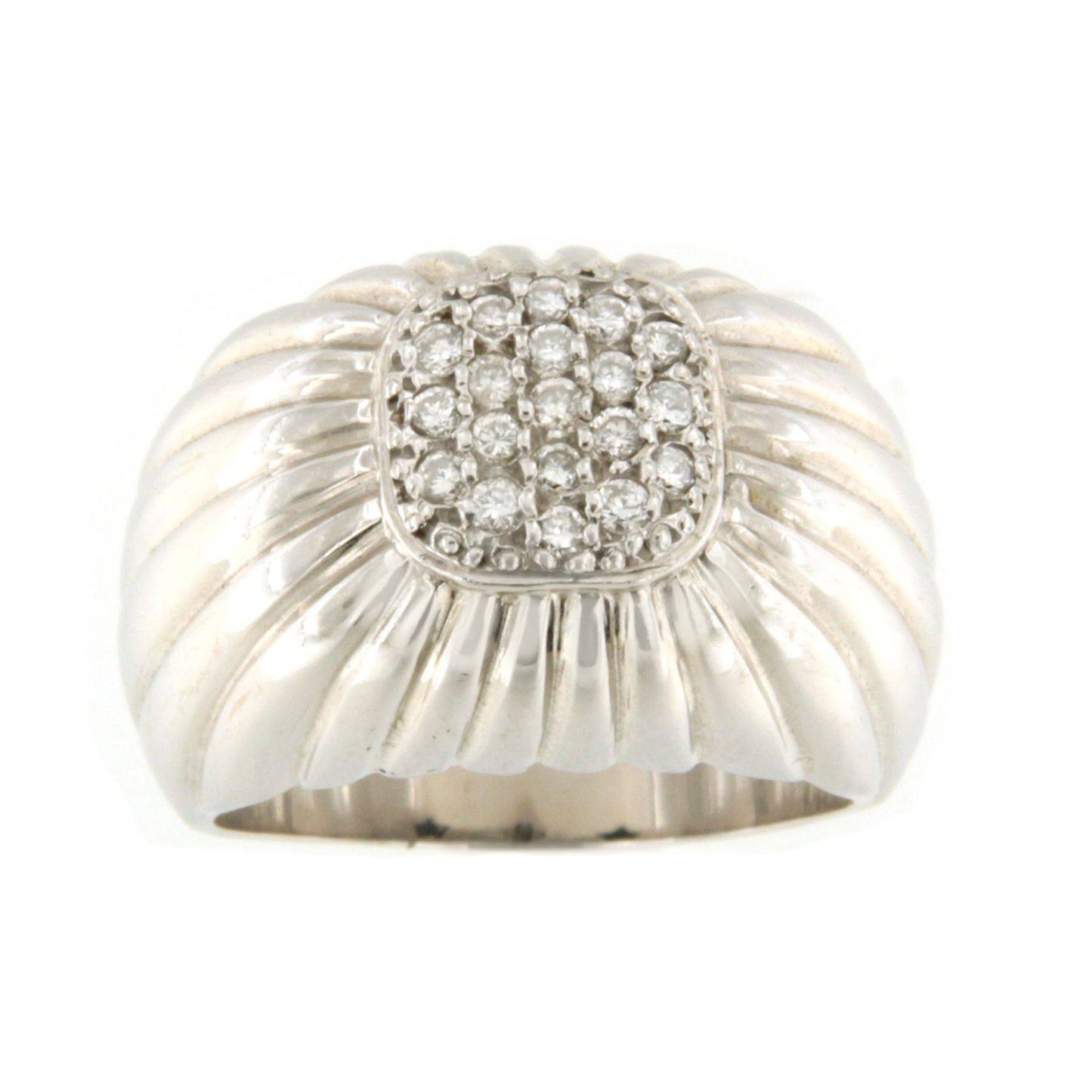 Anillo MONDRAGON sello de brillantes oro blanco de 18 ktes