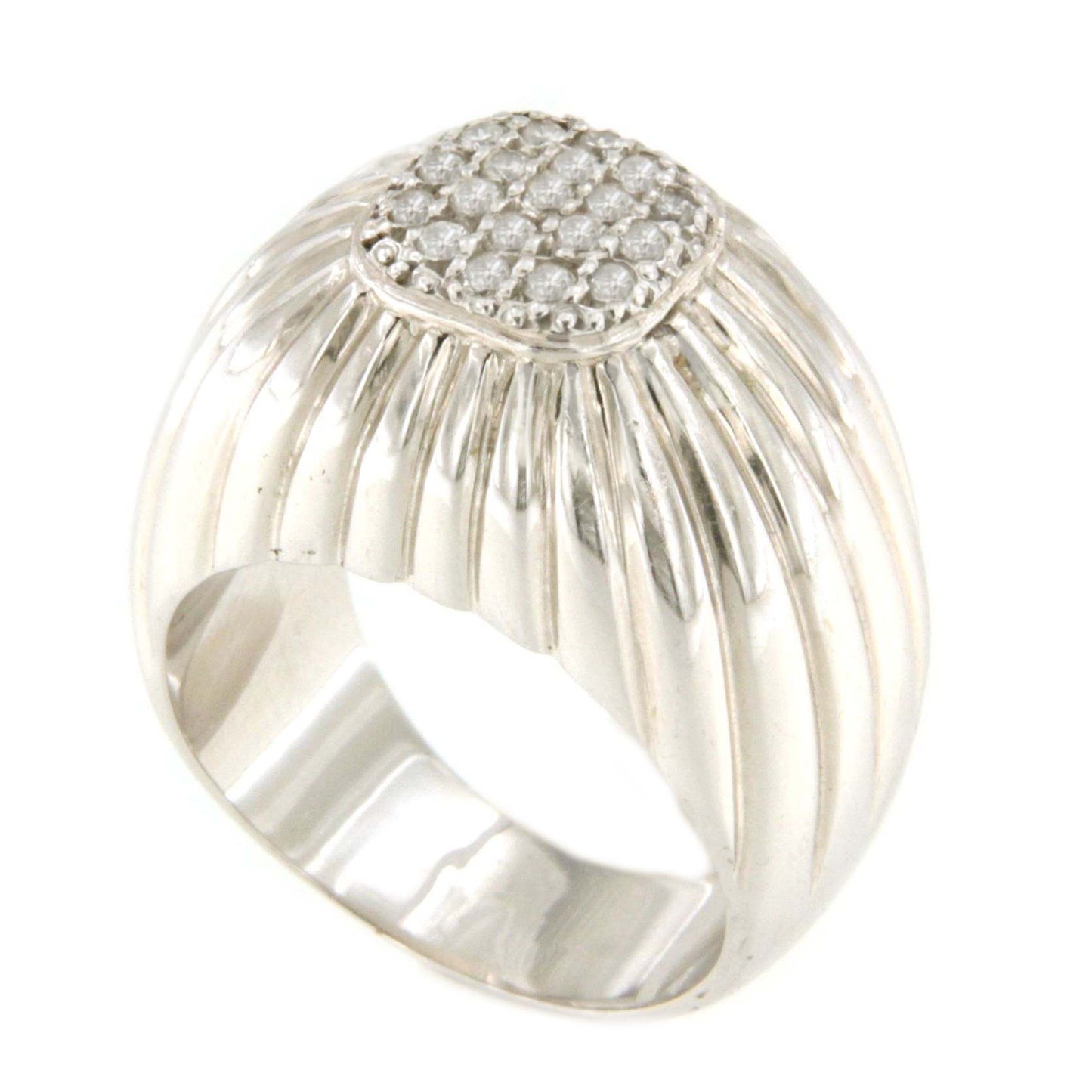Anillo MONDRAGON sello de brillantes oro blanco de 18 ktes