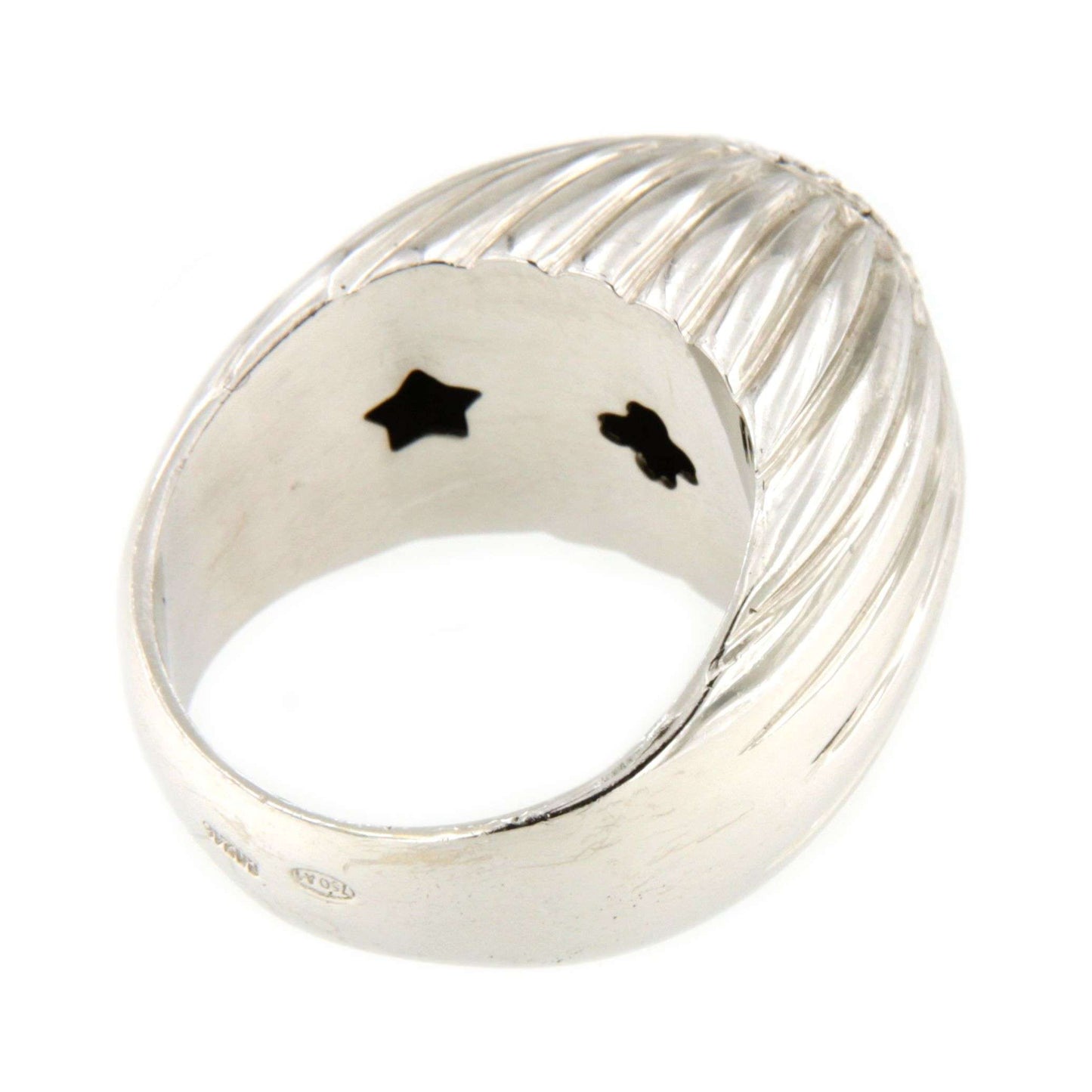 Anillo MONDRAGON sello de brillantes oro blanco de 18 ktes