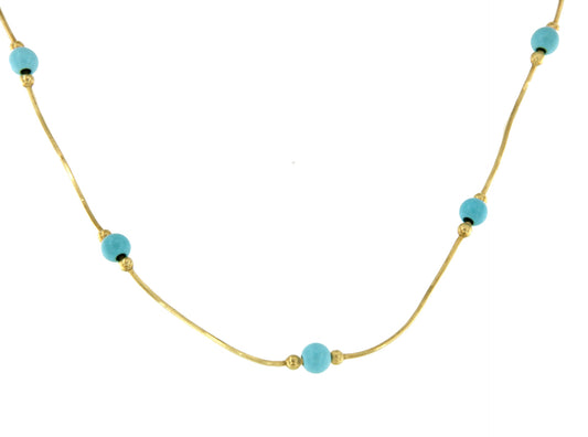 PILLO choker in 18k gold and turquoise