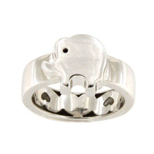 BERMEO ring with elephant motif in 18-karat white gold