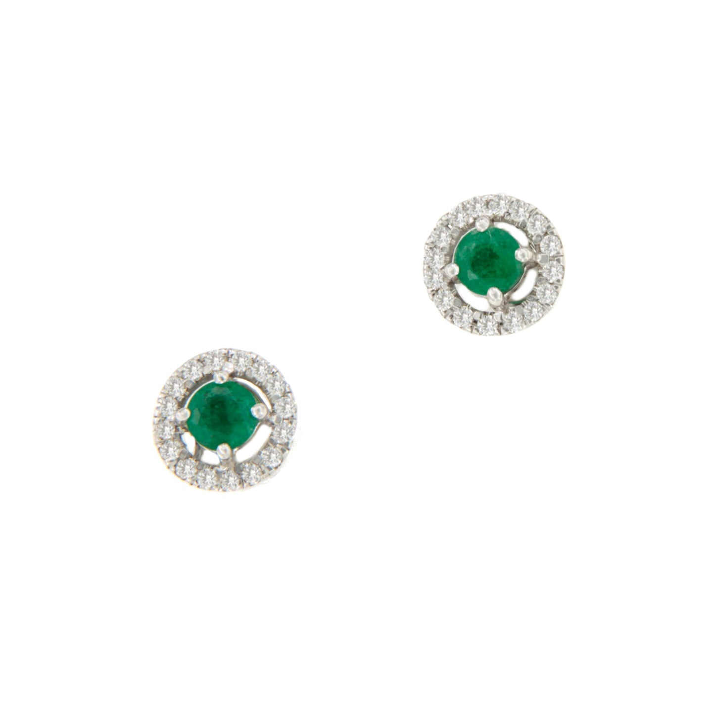 Pendiente GAC oro blanco de 18 ktes centro color rodeado de brillantes