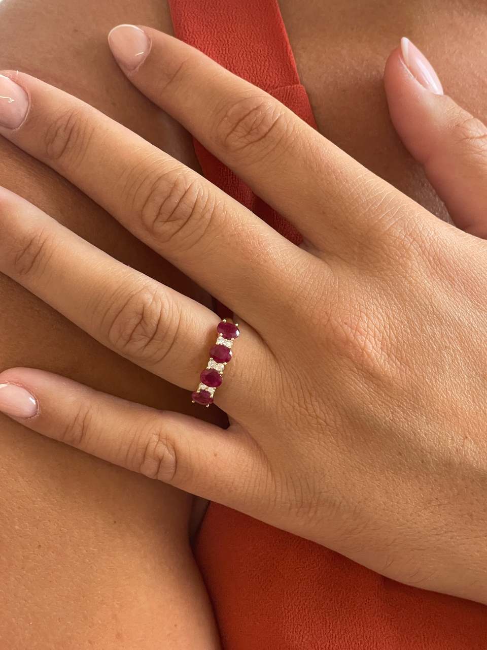 DRAPER alianza oro blanco zafiros rubies o esmeraldas con brillantes