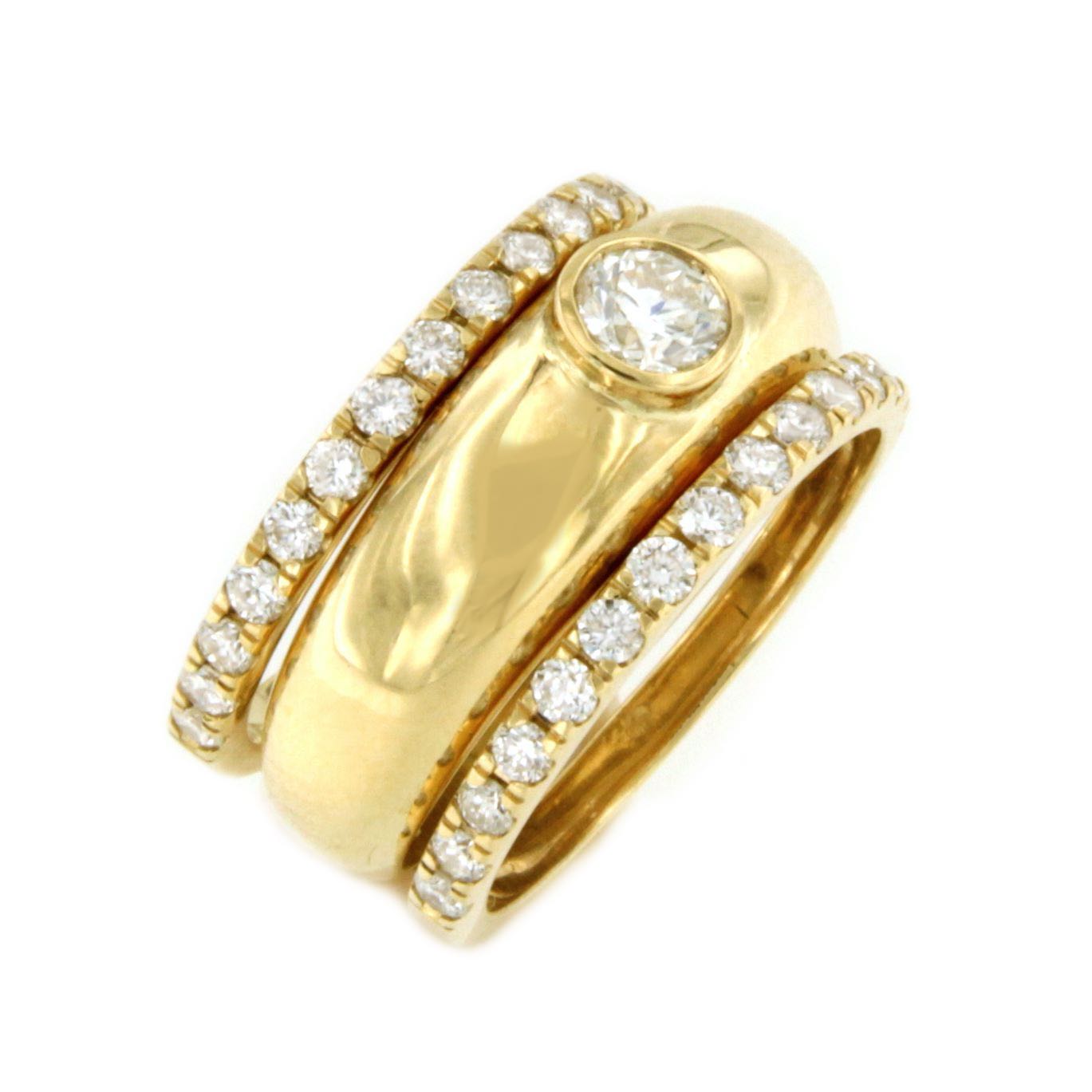 LEMOS, anillo en oro de 18 kilates con centro brillante o zafiro