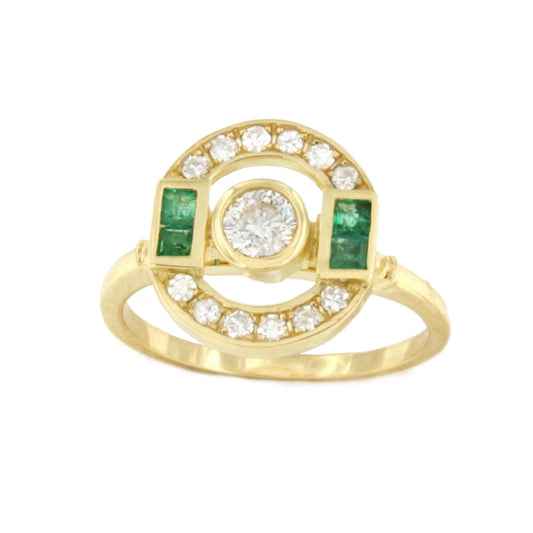 PACIFIC ring in 18k white or yellow gold, diamonds and emeralds or sapphires