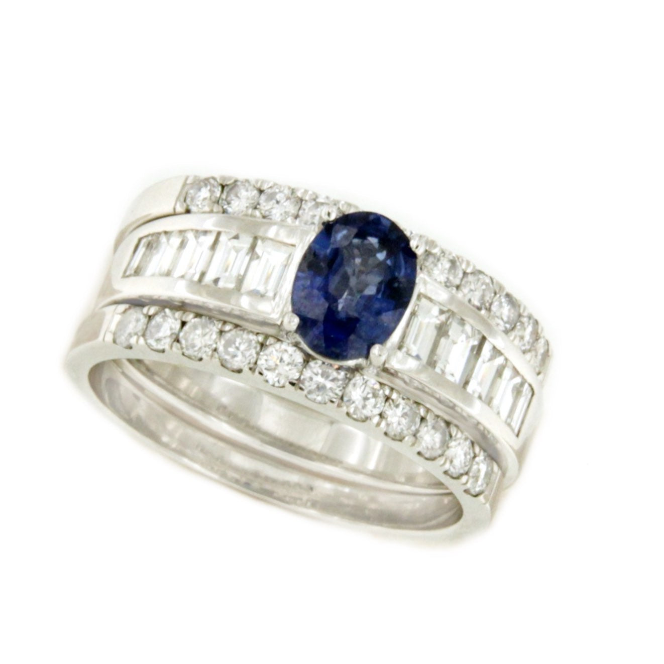 PILGRIM ring in 18k white gold with diamonds, emerald or sapphire