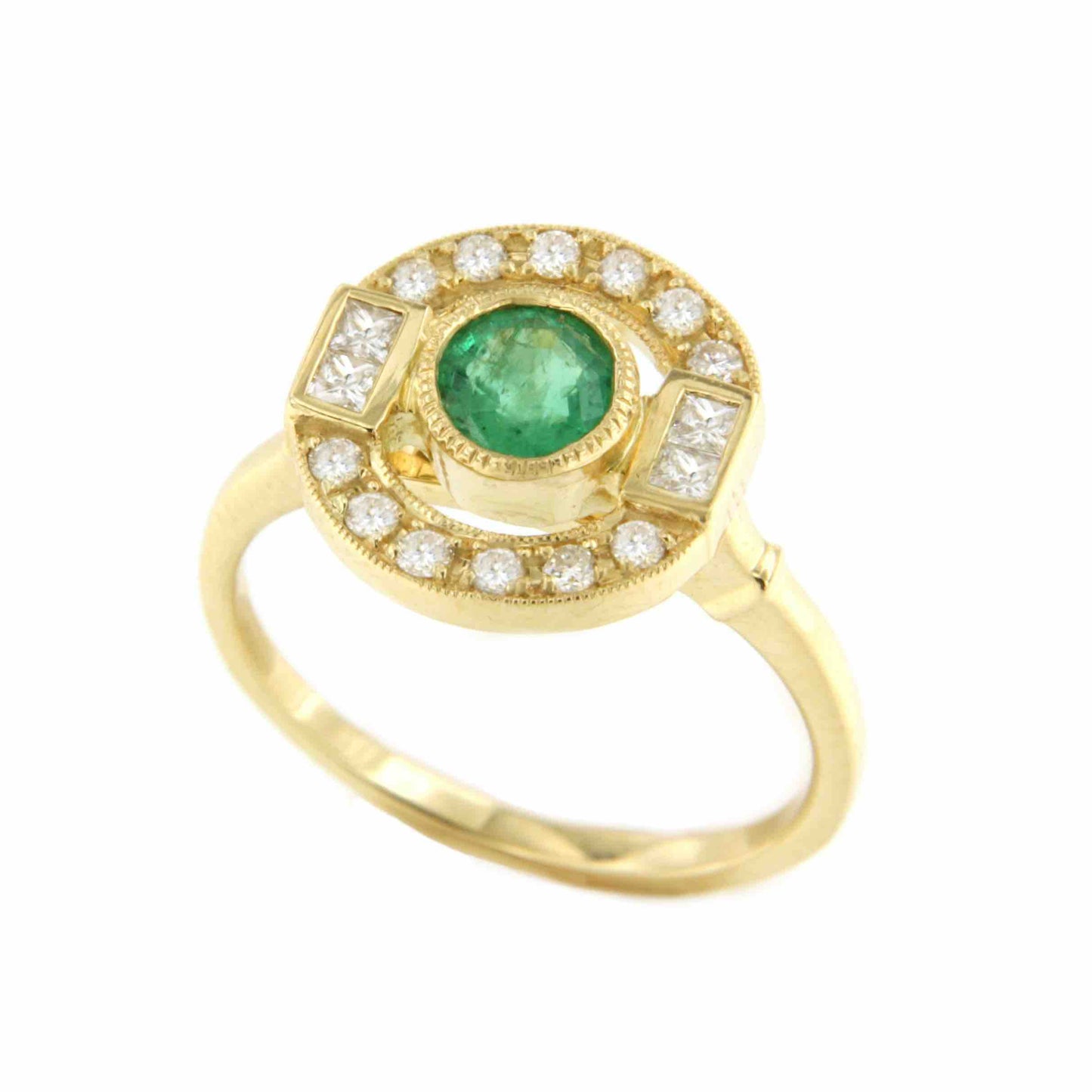 Anillo CAMPANILLA en oro blanco o amarillo de 18 ktes esmeralda y zafiro