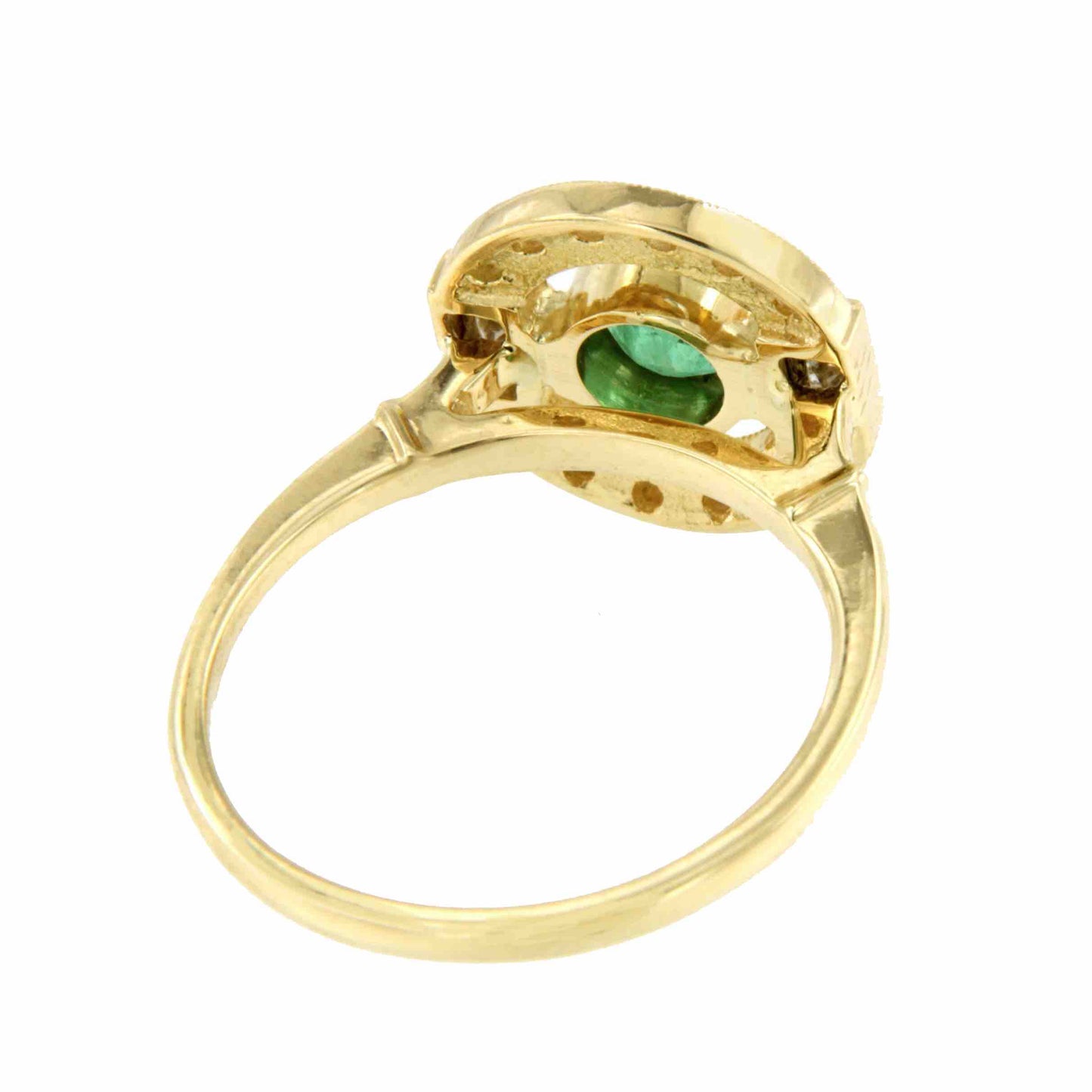 Anillo CAMPANILLA en oro blanco o amarillo de 18 ktes esmeralda y zafiro