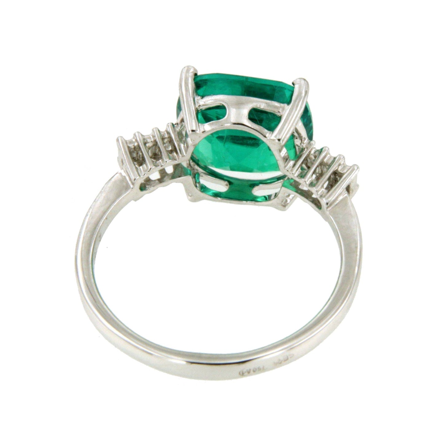 PERPIÑAN ring in 18k white gold with emerald and baguettes