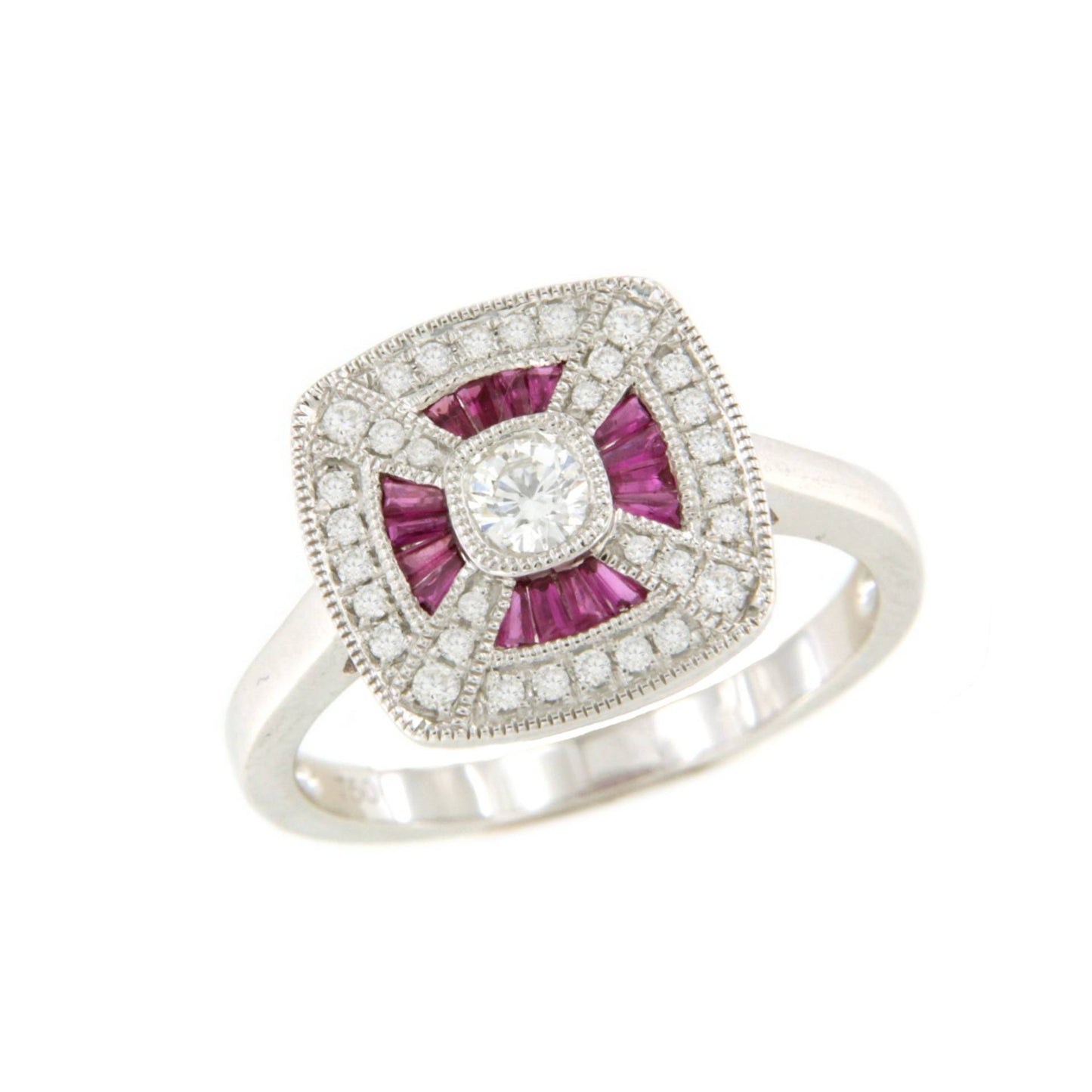 Anillo JORDAN solitario con brillantes y taipes de esmeraldas, rubies o zafiros