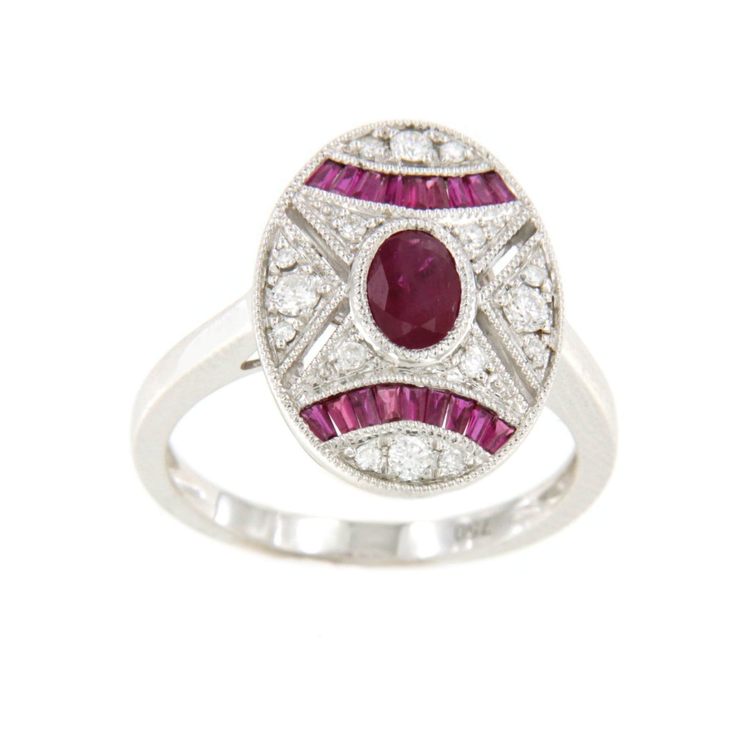 Anillo MAJA en oro blanco con brillantes y zafiros o rubies