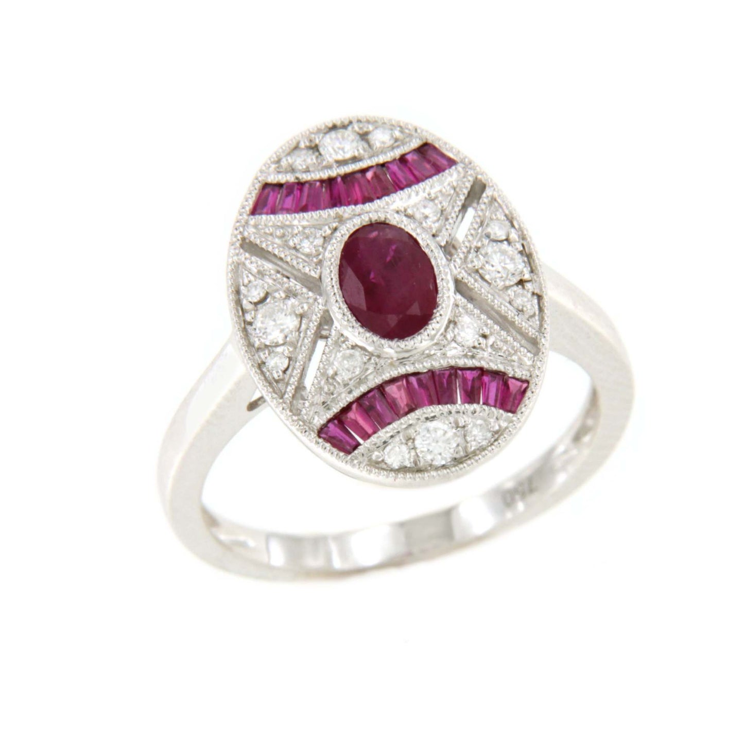 Anillo MAJA en oro blanco con brillantes y zafiros o rubies