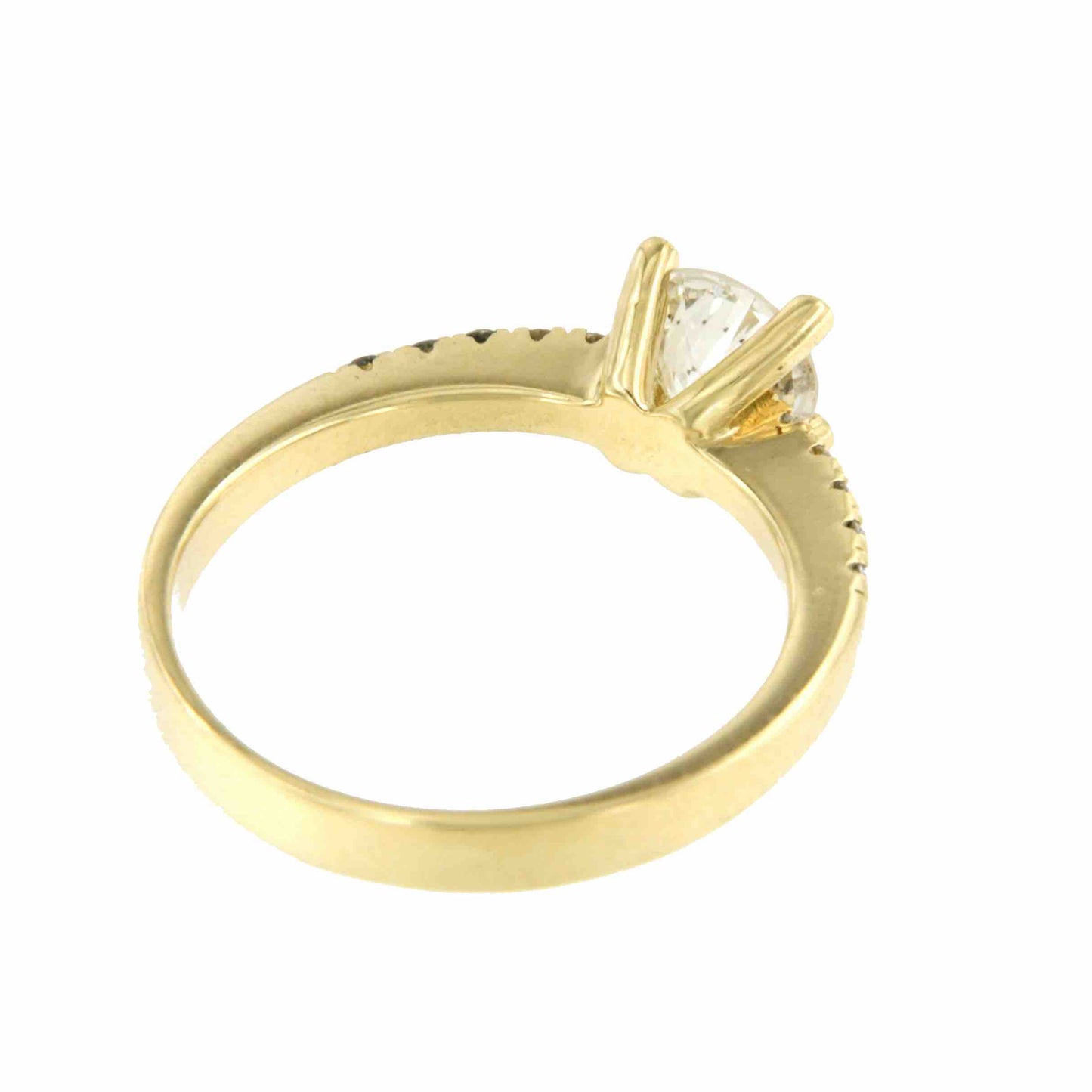 GLADIOLO solitaire ring with four prongs and diamonds in 18-karat gold
