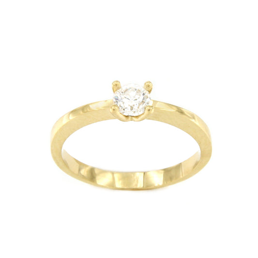 JE T'AIME gold solitaire with diamonds