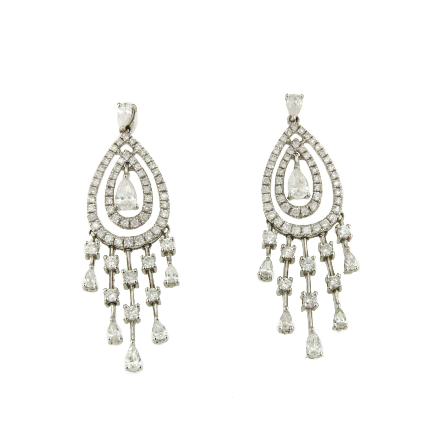 Pendientes LYON en oro blanco 18 kilates con brillantes colgantes