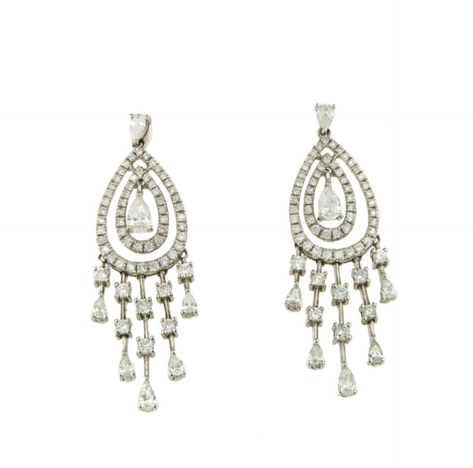 LYON earrings in 18-karat white gold with dangling diamonds