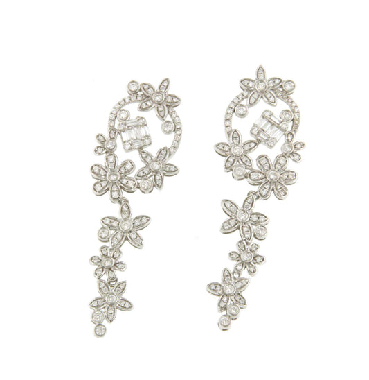 Long TOULOUSE earrings in 18k white gold with diamonds