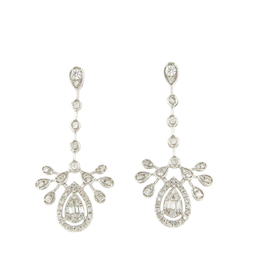 Long MARSEILLE earrings in 18k white gold and diamonds