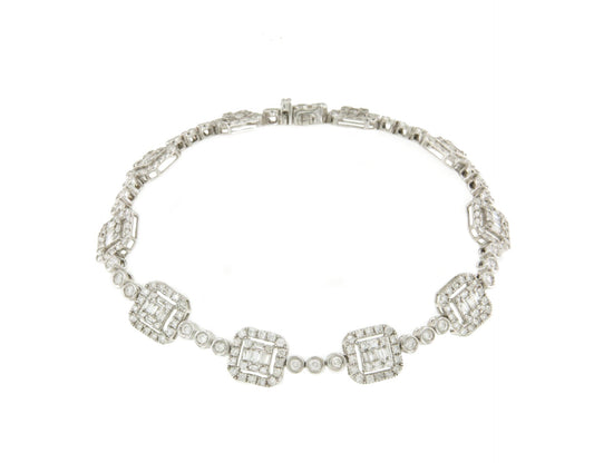 BURDEOS bracelet in 18-karat white gold with baguette stones and diamonds